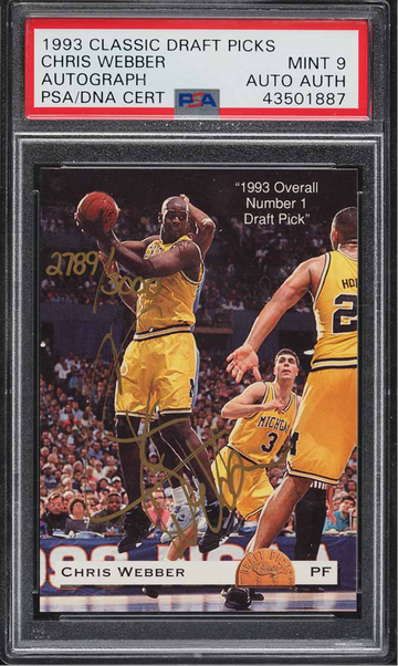 1993 Classic Draft Picks Autograph /3000 Chris Webber Rookie RC Auto SP PSA 9