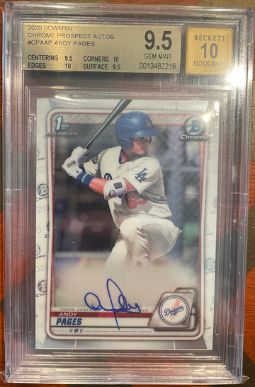 ANDY PAGES 2020 Bowman Chrome Auto BGS 9.5 Auto 10
