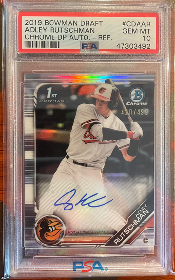 ADLEY RUTSCHMAN 2019 Bowman Draft Chrome Refractor Auto/499 PSA 10