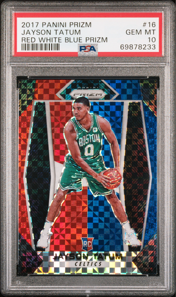 2017 Prizm Red White & Blue Jayson Tatum RC PSA 10
