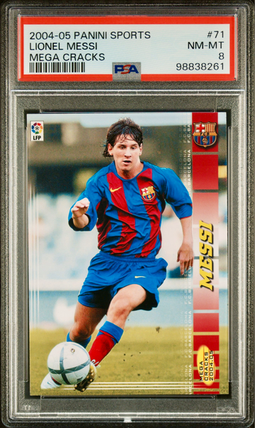 2004 Panini Mega Cracks Lionel Messi RC #71BIS PSA 8