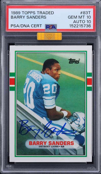 1989 Topps Barry Sanders RC PSA 10 Auto 10 MBA Gold 4SC Eye Appeal