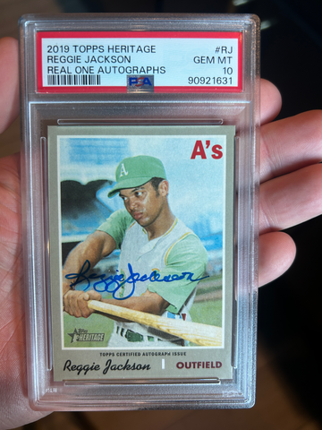 2019 Topps Heritage Reggie Jackson Real One Autographs PSA 10 Auto 1970 Design