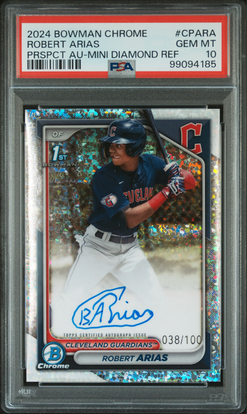 2024 Bowman Chrome Robert Arias Mini Diamond Auto /100 PSA 10