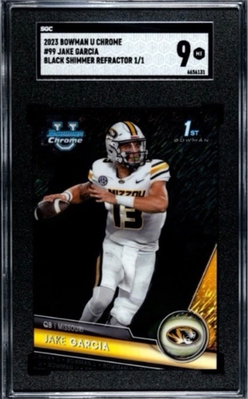2023 BOWMAN UNIVERSITY CHROME JAKE GARCIA Black Shimmer 1/1 #99 🤩🤩🤩