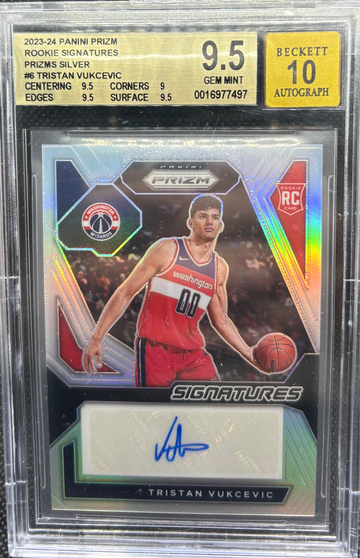 2023-24 Panini Silver Prizm #6 Tristan Vukcevic RC Rookie BGS 9.5 w/ 10 AUTO