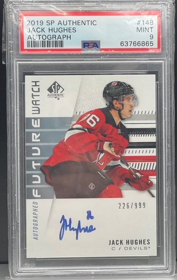 2019 sp authentic future watch Jack Hughes PSA 9 