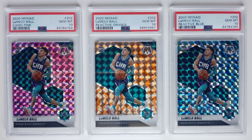 2020 Mosaic Lamelo Ball Camo Pink Reactive Orange Reactive Blue Prizm RC PSA 10