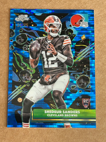 2025 Topps Cosmic Chrome Shedeur Sanders /99 Blue Refractor Rookie 127