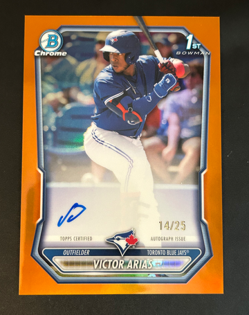 2026 Bowman Chrome Victor Arias True Orange Refractor Auto /25
