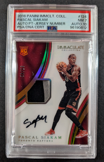 2016 Panini Immaculate Collection 35/43 AU PATCH-JSY NUMBER PASCAL SIAKAM PSA 7 AU 10