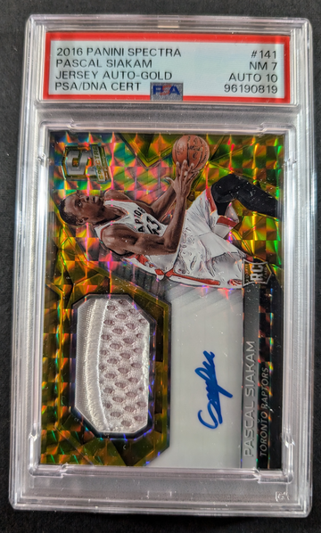 2016 Panini Spectra 09/10 JSY AU-GOLD Pascal Siakam PSA 7 AU 10 