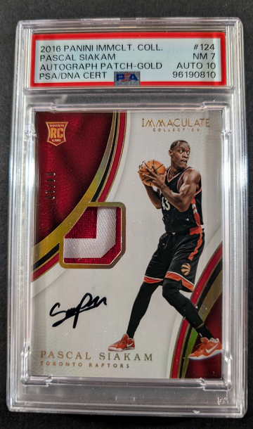 2016 Panini Immaculate Collection 04/10 AU PATCH-GOLD Pascal Siakam PSA 7 AU 10 