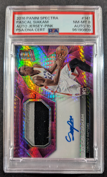 2016 Panini Spectra 25/49 AU JSY-PINK Pascal Siakam PSA 8 AU 10 