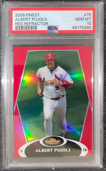 PSA 10 2008 Finest #75 Albert Pujols Red Refractor 10/25