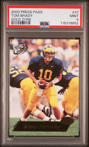 PSA 9 2000 Press Pass #37 Tom Brady Gold Zone Rookie
