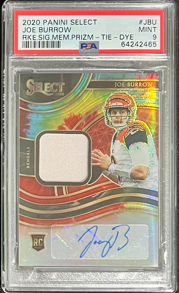 2020 Panini Select Joe Burrow Rookie Signature RPA Tie Dye PSA 9