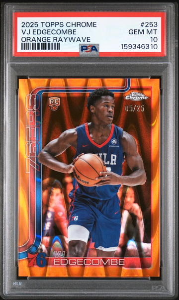 2025 Topps Chrome VJ Edgecombe Orange Raywave RC 76ers