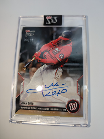 2022 Topps NOW Juan Soto On-Card Auto /99 #42a 100th Career Home Run