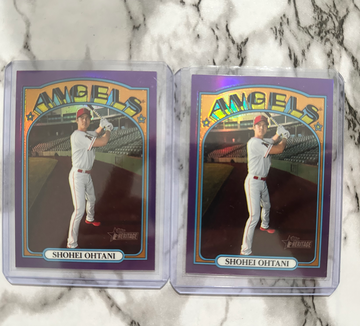 2X 2021 TOPPS HERITAGE SHOHEI OHTANI #245 CHROME HOT BOX REFRACTOR