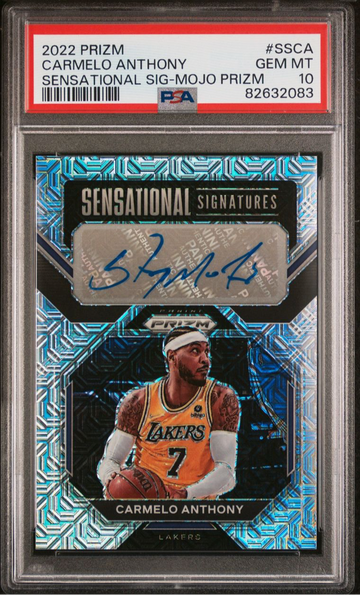 2022 Prizm Sensational Signatures Carmelo Anthony /25 Mojo PSA 10