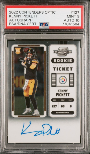 2022 Contenders Optic Kenny Pickett Rookie Ticket Auto PSA 9/10