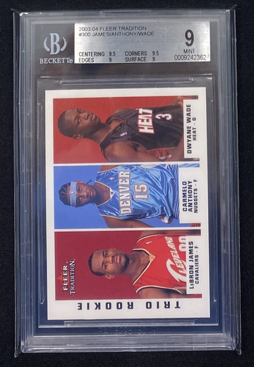 2003-04 Fleer Tradition Lebron James Carmelo Anthony Dwyane Wade Rookie Card RC Trio BGS 9