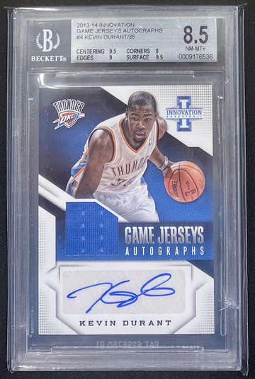 2013 Innovation Game Jerseys Autographs Kevin Durant BGS 8.5 with 10 Auto