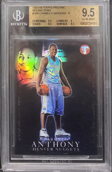 2003-04 Topps Pristine Refractor #109 Carmelo Anthony Rookie Card BGS 9.5 Gem Mint!