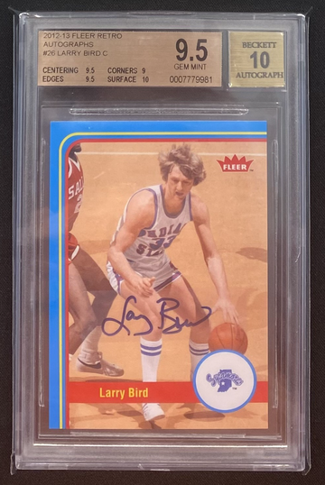 2012-13 Fleer Retro Autographs Larry Bird BGS 9.5 Gem Mint w/10 Auto Grade!