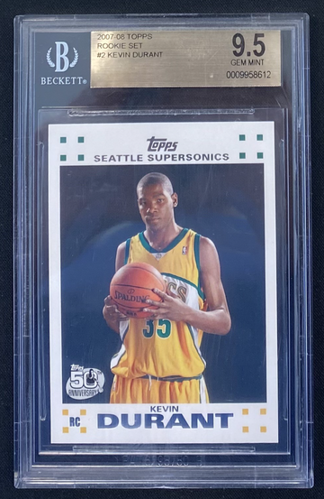 2007 Topps #2 Kevin Durant Rookie Card RC Graded BGS 9.5 Gem Mint