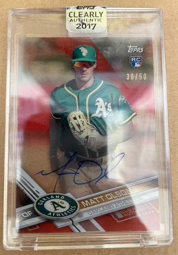 2017 Topps Matt Olson Rookie Auto Clearly Authentic Atlanta Braves Oakland A’s HR Champ
