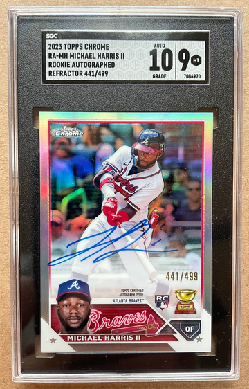 2023 Topps Chrome Rookie Autographs Refractor Michael Harris #/499 9/10