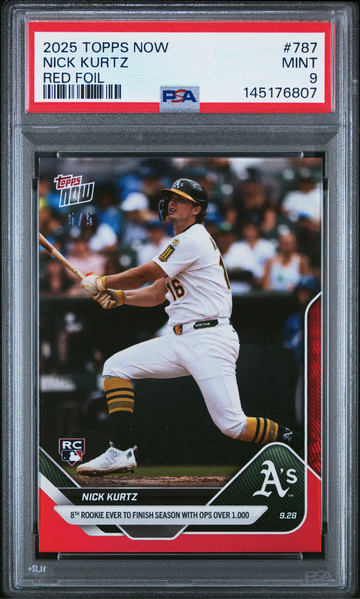 2025 Topps NOW Nick Kurtz Red Foil /5 PSA 9