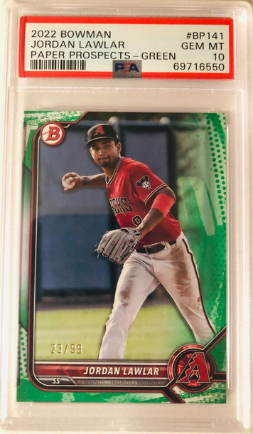 2022 Bowman Prospects JORDAN LAWLAR #BP-141 GREEN PSA 10