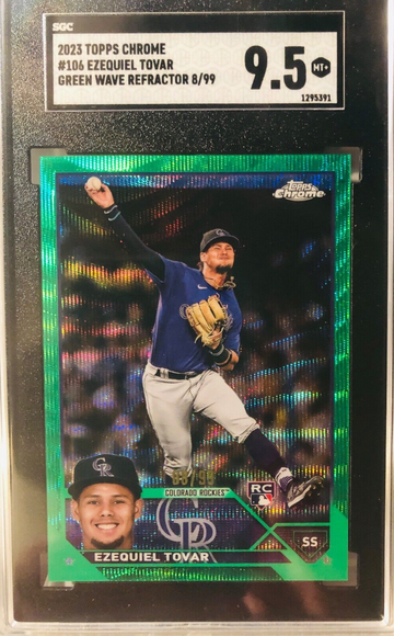 2023 Topps Chrome EZEQUIEL TOVAR GREEN WAVE REFRACTOR SP /99 RC SGC 9.5