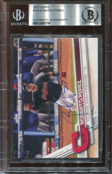 2017 Topps #419 Roberto Perez Cleveland Indians BAS BGS AUTO 12883708