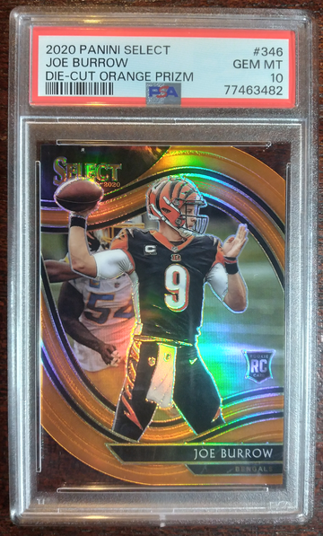 2020 Select Joe Burrow Field Level Orange Die Cut PSA 10 RC #346
