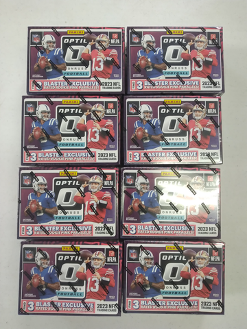 (8) x 2023 Donruss Optic NFL Football Blaster Boxes Pink Ice