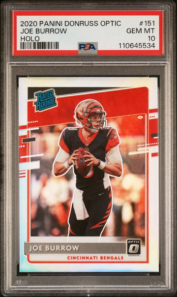2020 Donruss Optic Joe Burrow Holo PSA 10 Rookie Card #151