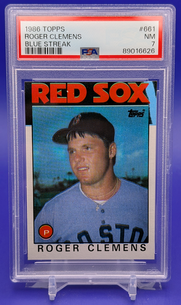 1986 Topps Roger Clemens Blue Streak PSA 7