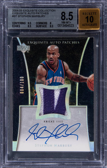 2004-05 UD Exquisite Stephon Marbury Patch Auto /100 BGS 8.5/10 Knicks