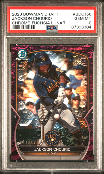 2023 BOWMAN DRAFT BDC156 JACKSON CHOURIO CHROME-FUCHSIA LUNAR PSA 10