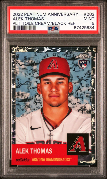 2022 TOPPS CHROME PLATINUM ANNIVERSARY 282 ALEK THOMAS PLATINUM TOILE CREAM/BLACK REFRACTOR  PSA 9 #6/10