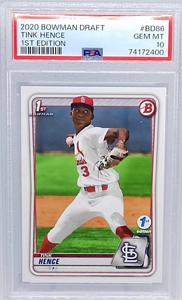 2020 Bowman Draft 1st Edition #BD 86 Tink Hence PSA 10 RC