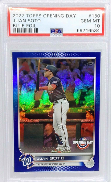 2022 Topps Update Opening Day #150 Juan Soto Blue Foil PSA 10