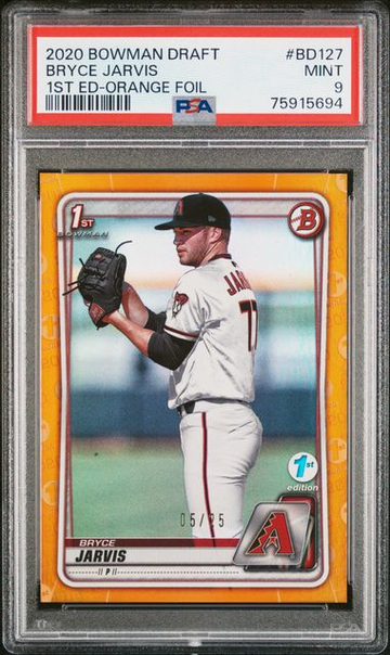 2020 BOWMAN DRAFT 1ST EDITION BD 127 Bryce Jarvis Orange Foil #/25 RC PSA 9