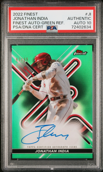 2022 Finest #JI Jonathon India Auto Green Refractor #/99 PSA 10