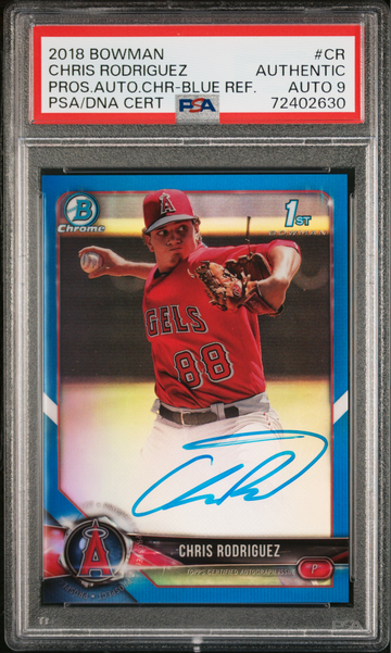 2018 Bowman Chrome Prospects #CPA-CR Chris Rodriguez Blue Autograph #/150 PSA 9