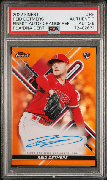 2022 Finest #RE Reid Detmers Auto Orange Refractor RC #/25 PSA 9